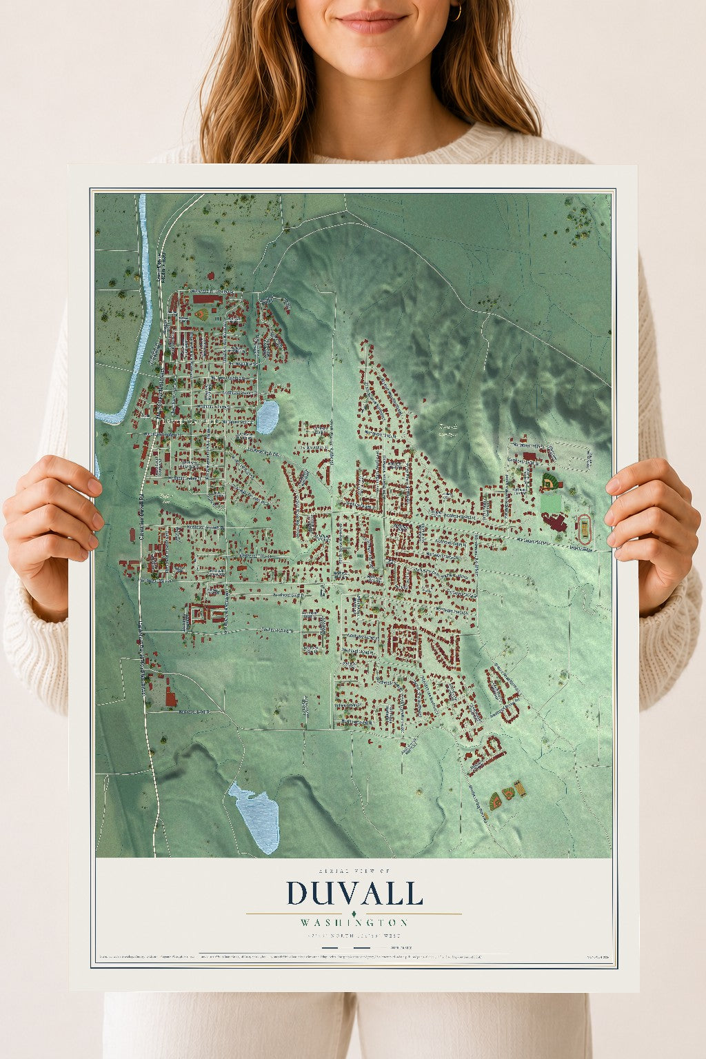 Map of Duvall, Washington, 18 x 24 inch unframed archival matte print