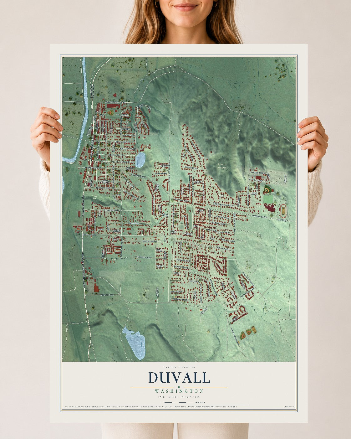 Map of Duvall, Washington, 24 x 36 inch unframed archival matte print