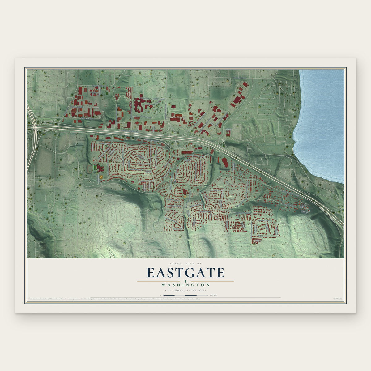 Eastgate, Washington map print, the full design