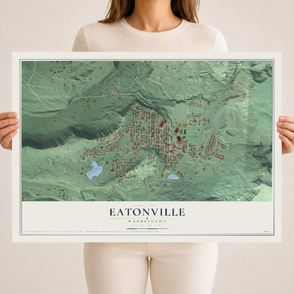 Map of Eatonville, Washington, 18 x 24 inch unframed archival matte print