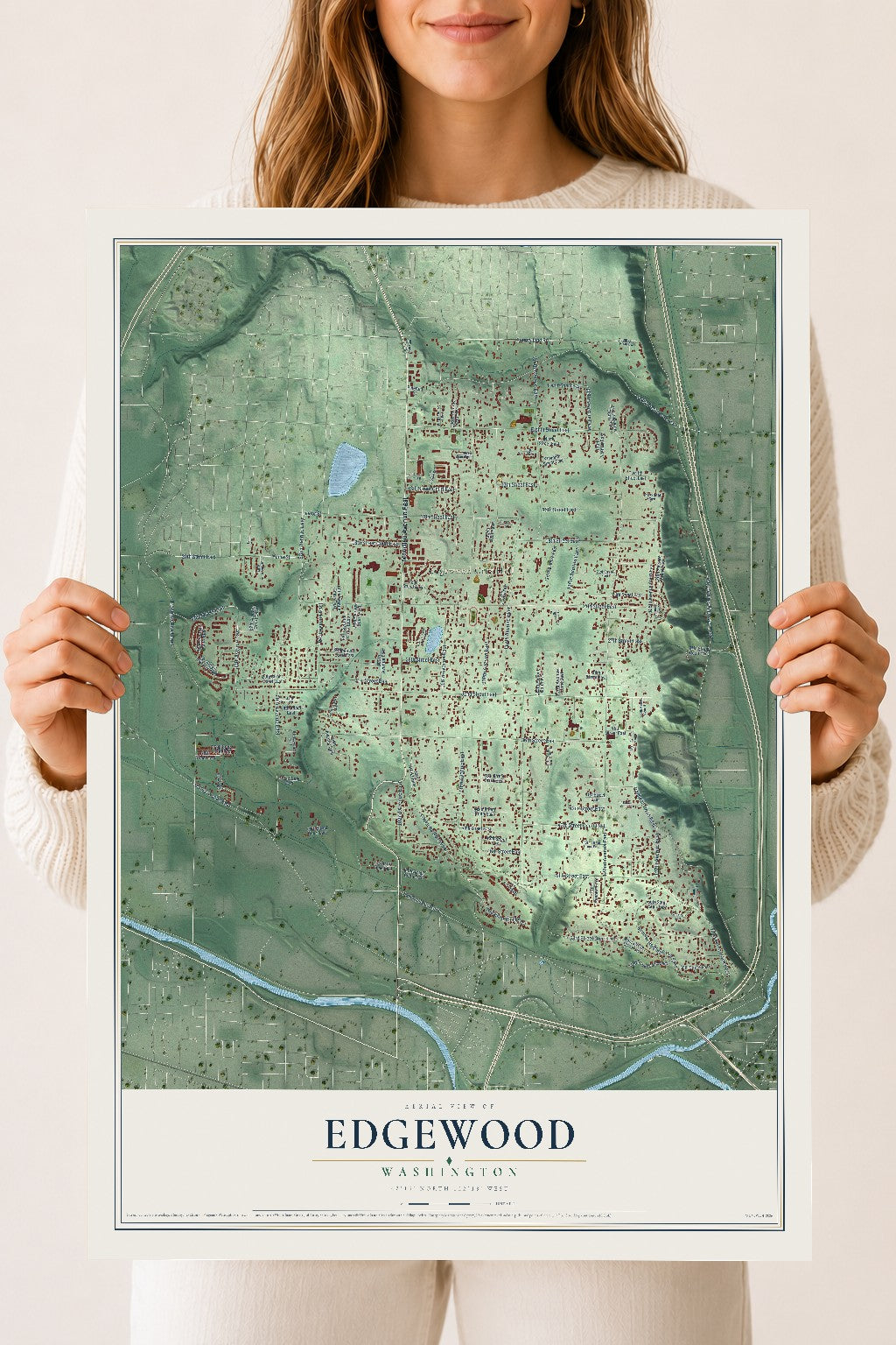 Map of Edgewood, Washington, 18 x 24 inch unframed archival matte print