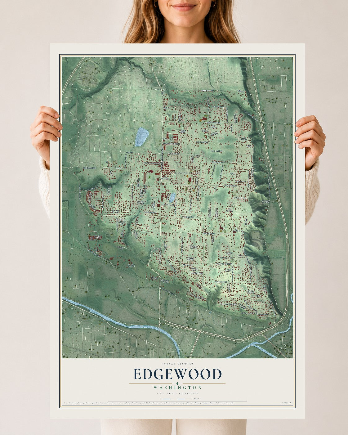 Map of Edgewood, Washington, 24 x 36 inch unframed archival matte print