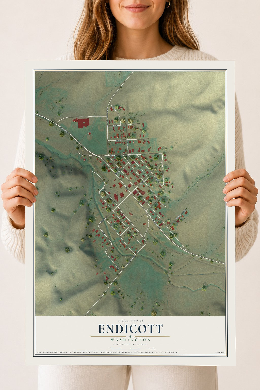 Map of Endicott, Washington, 18 x 24 inch unframed archival matte print