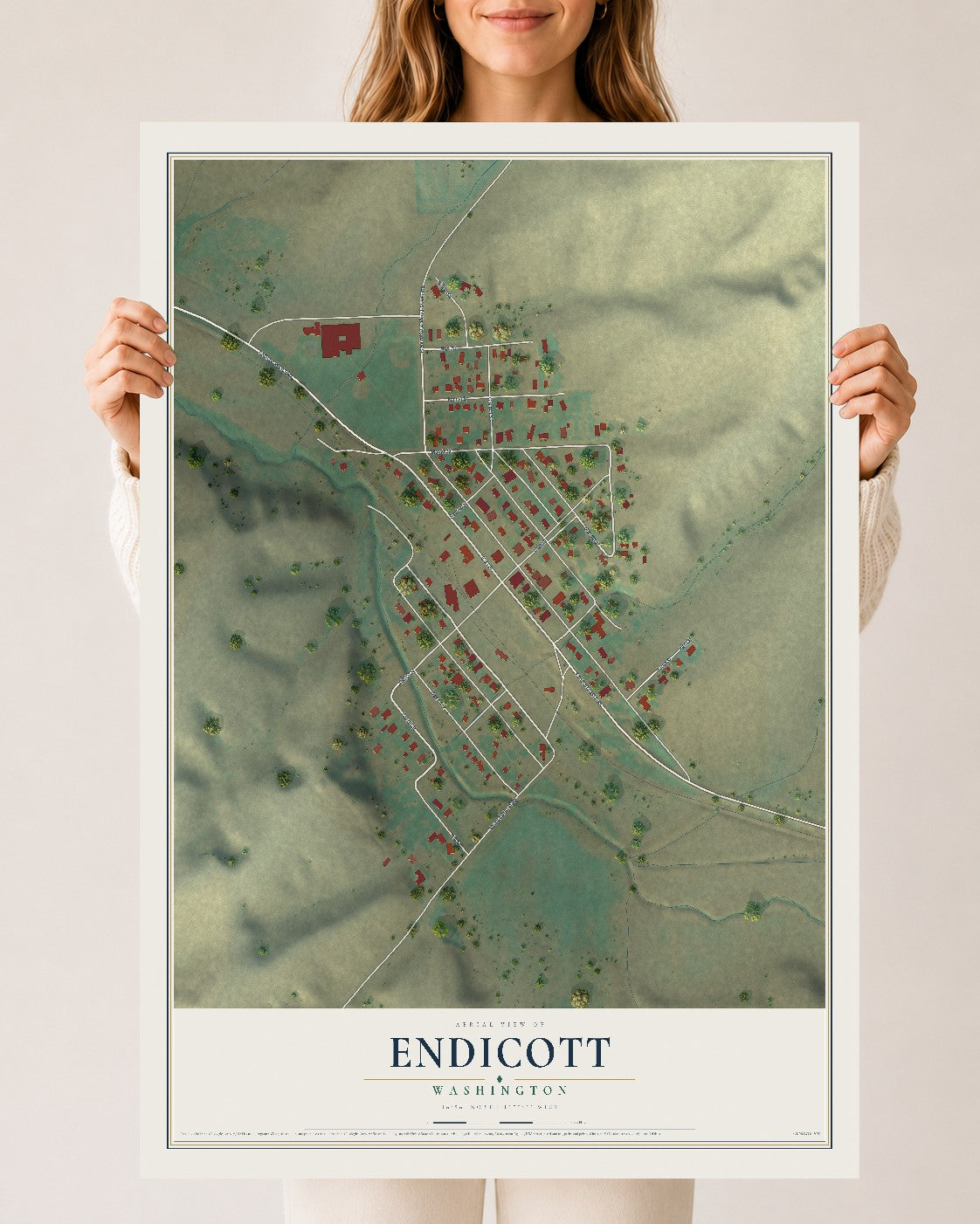Map of Endicott, Washington, 24 x 36 inch unframed archival matte print
