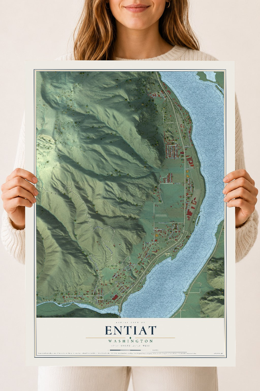 Map of Entiat, Washington, 18 x 24 inch unframed archival matte print