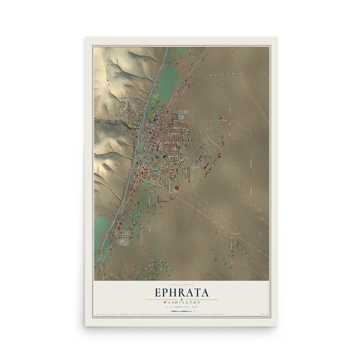 Map of Ephrata, Washington, 12 x 18 inch unframed archival matte print