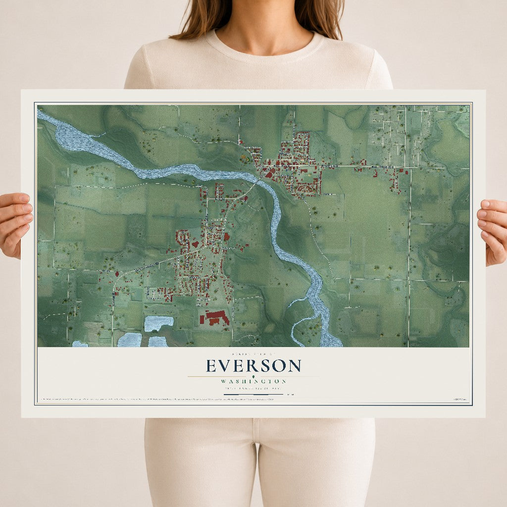 Map of Everson, Washington, 18 x 24 inch unframed archival matte print