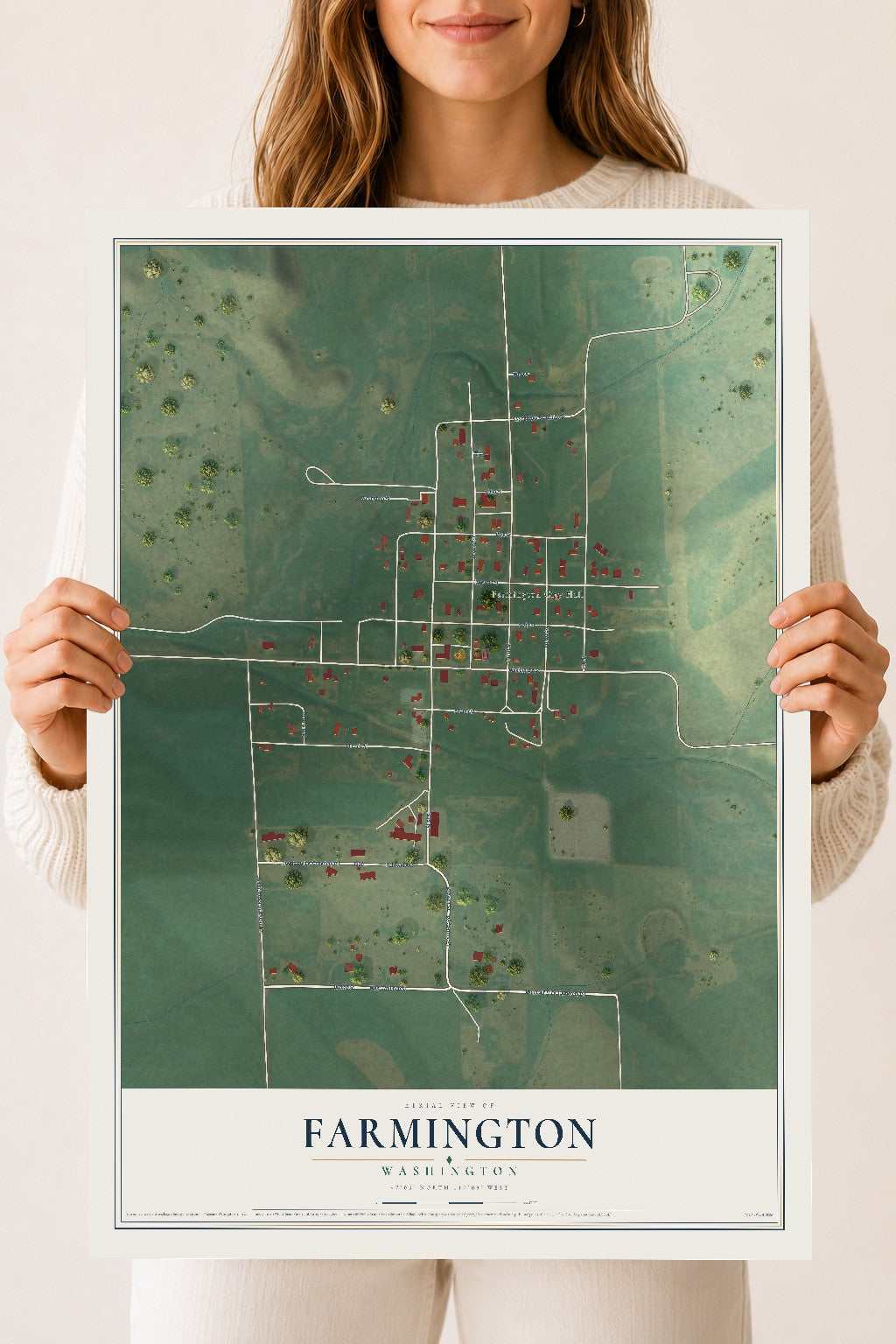 Map of Farmington, Washington, 18 x 24 inch unframed archival matte print