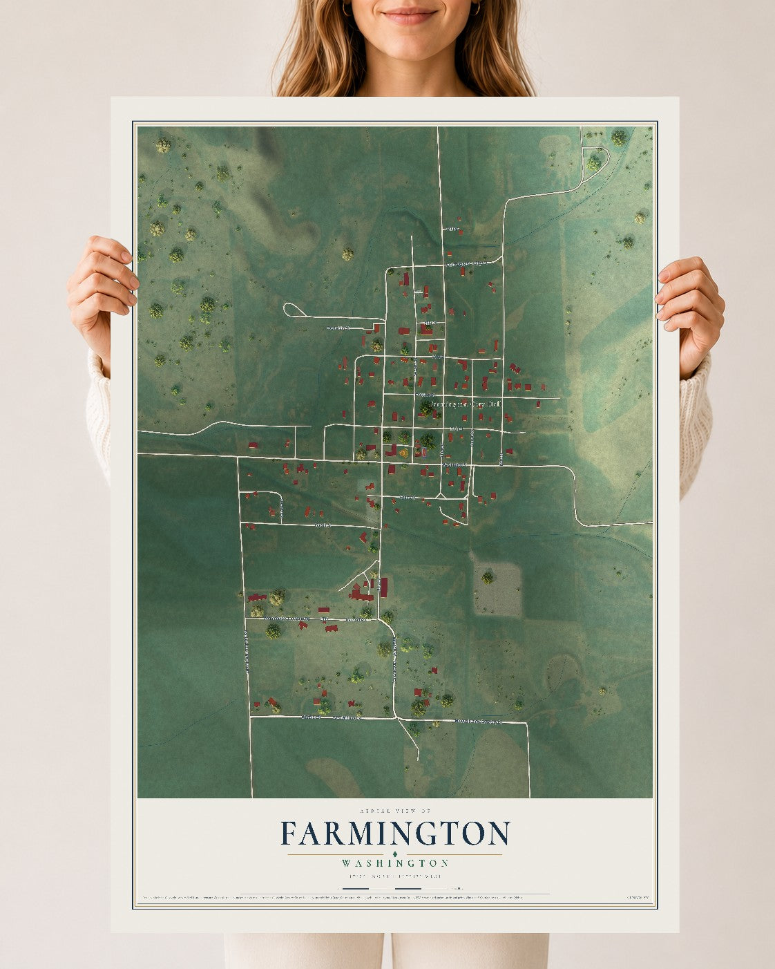 Map of Farmington, Washington, 24 x 36 inch unframed archival matte print