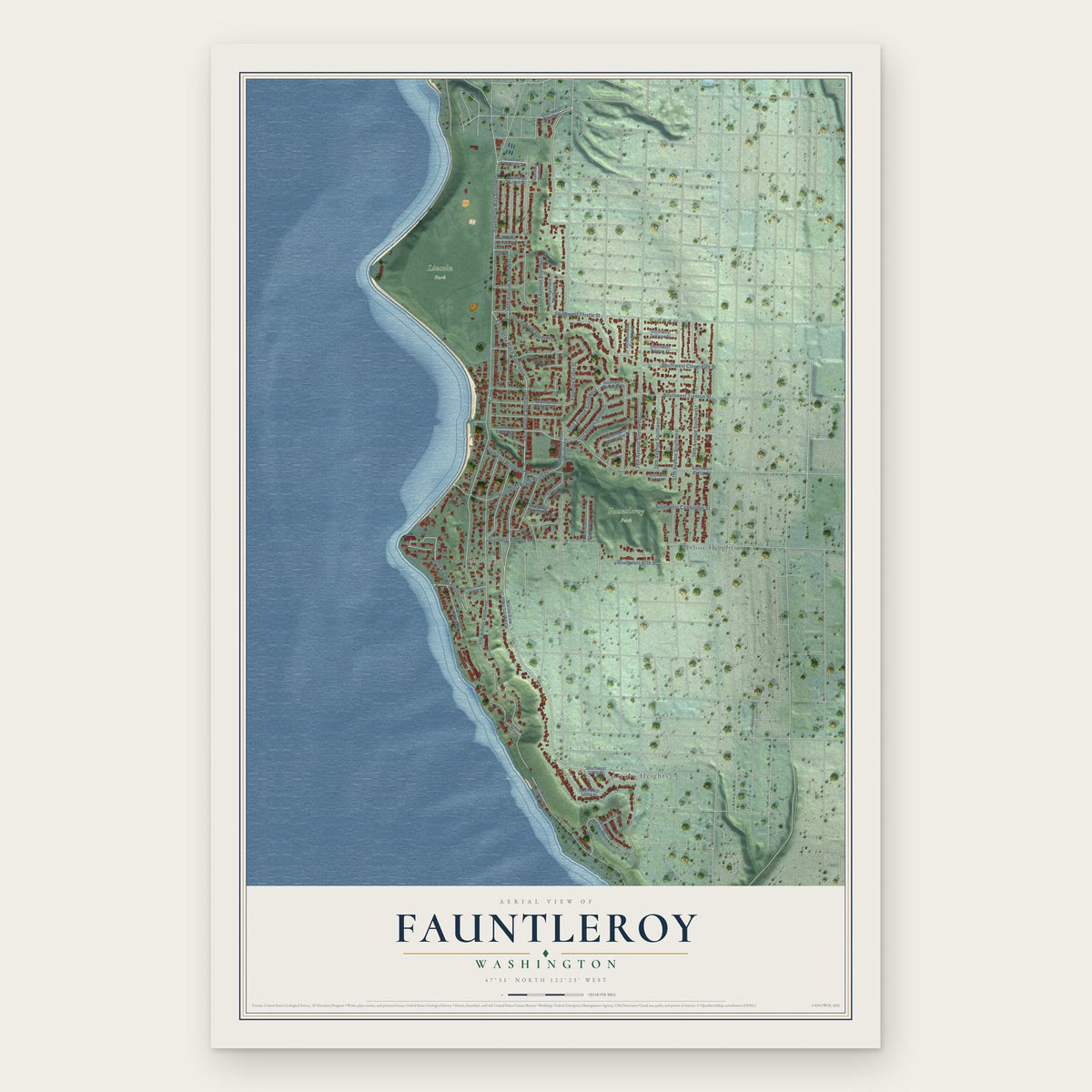 Fauntleroy, Washington map print, the full design