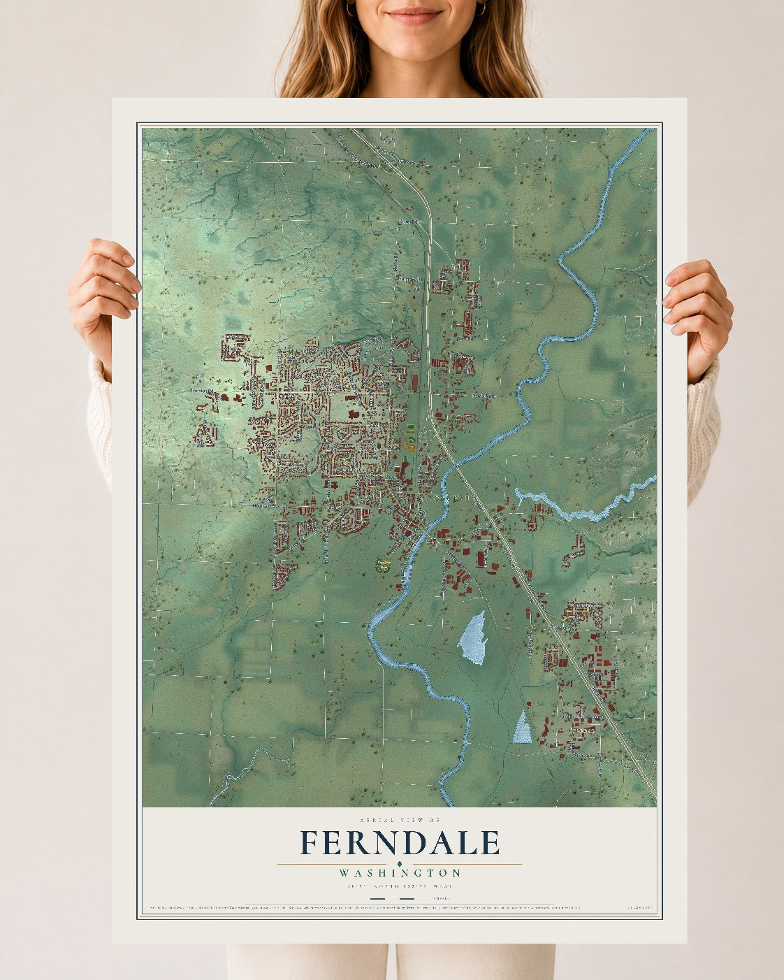 Map of Ferndale, Washington, 24 x 36 inch unframed archival matte print