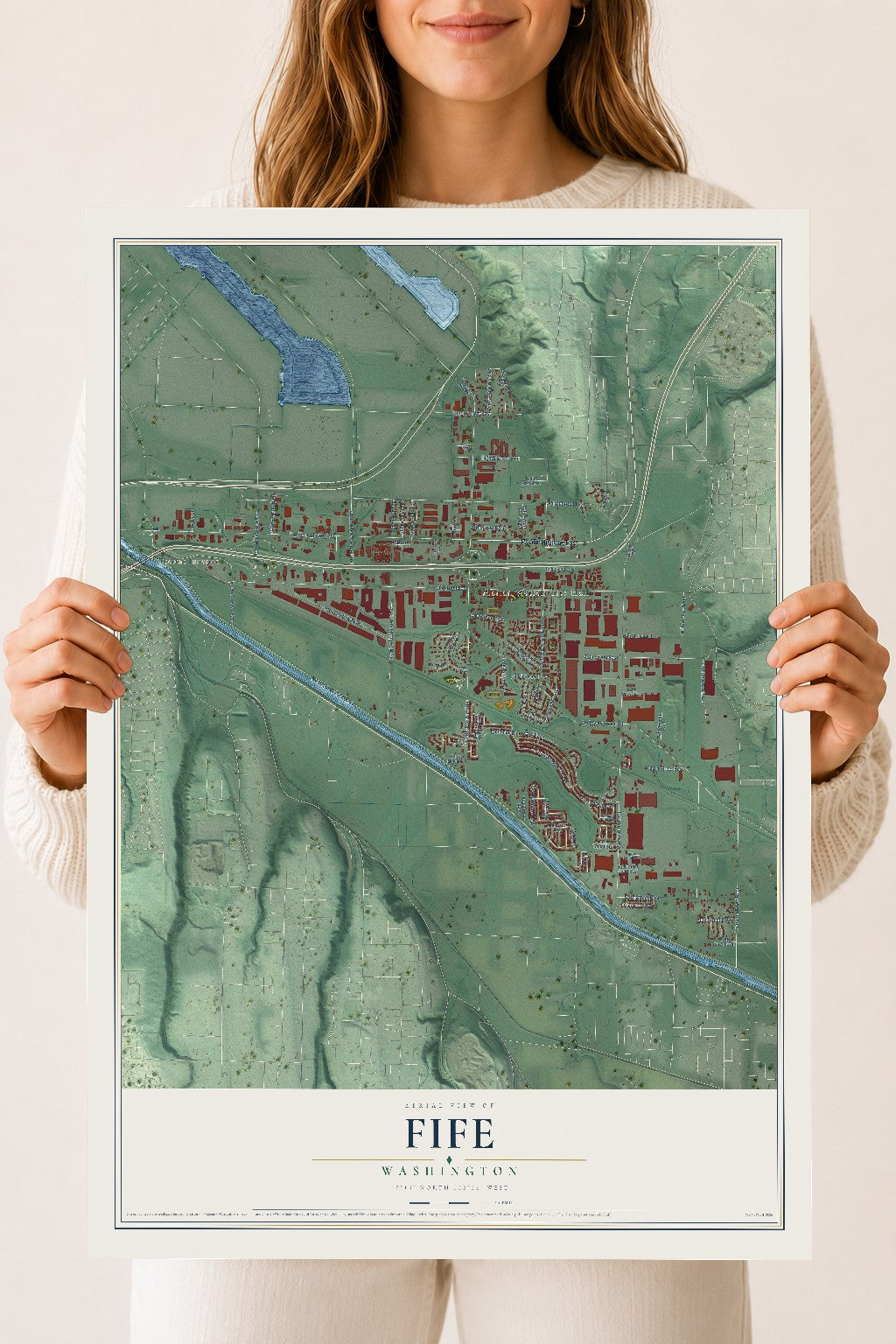 Map of Fife, Washington, 18 x 24 inch unframed archival matte print