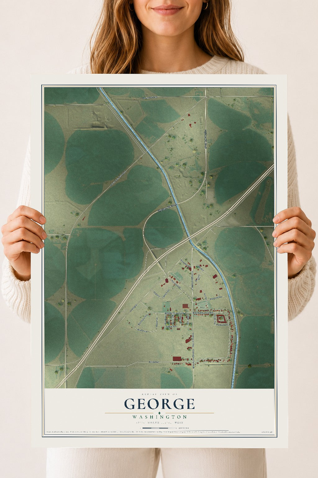 Map of George, Washington, 18 x 24 inch unframed archival matte print