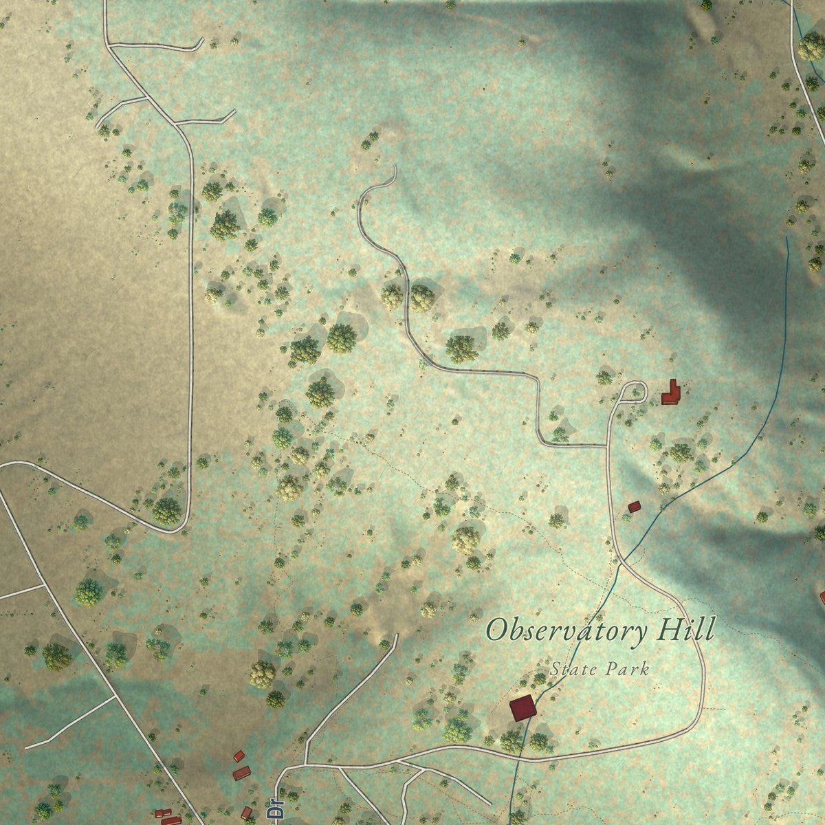 Second close-up of the map of Goldendale, Washington print showing more streets and buildings