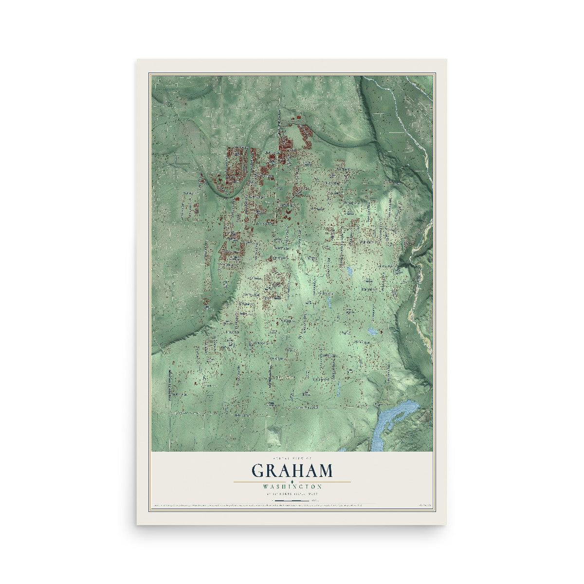 Map of Graham, Washington, 12 x 18 inch unframed archival matte print
