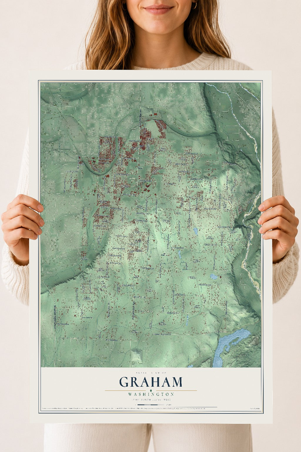 Map of Graham, Washington, 18 x 24 inch unframed archival matte print