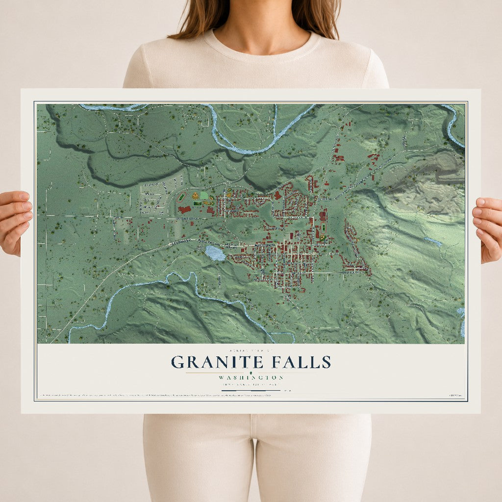 Map of Granite Falls, Washington, 18 x 24 inch unframed archival matte print
