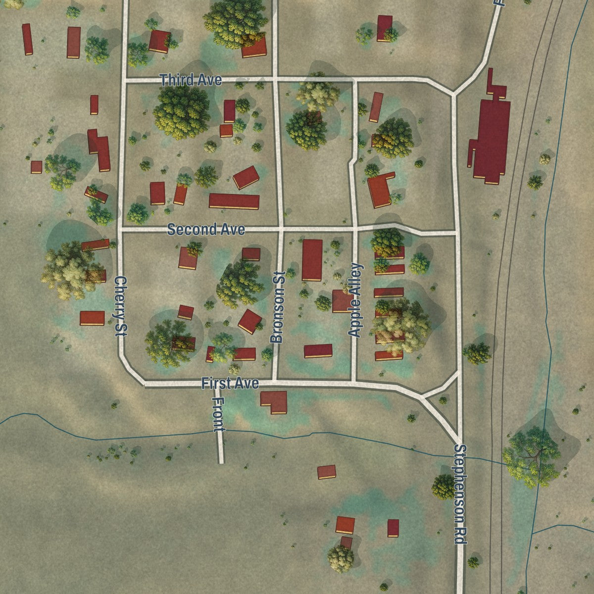 Close-up of the map of Hatton, Washington print showing street and building detail