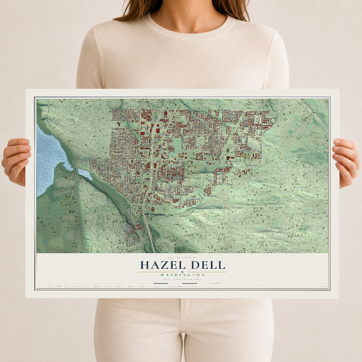 Map of Hazel Dell, Washington, 12 x 18 inch unframed archival matte print