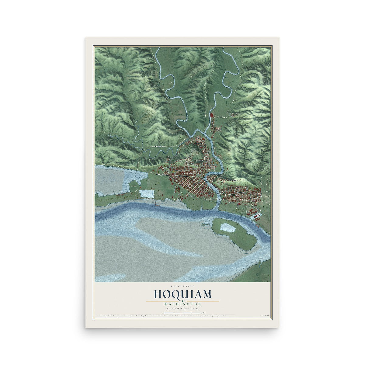 Map of Hoquiam, Washington, 12 x 18 inch unframed archival matte print
