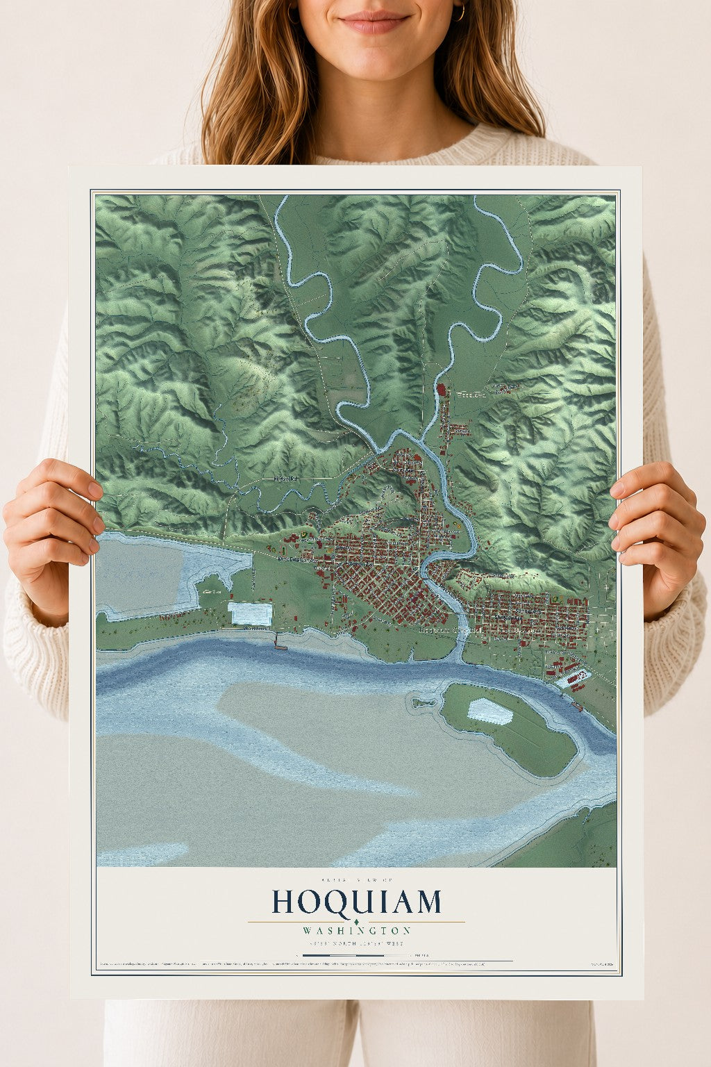 Map of Hoquiam, Washington, 18 x 24 inch unframed archival matte print