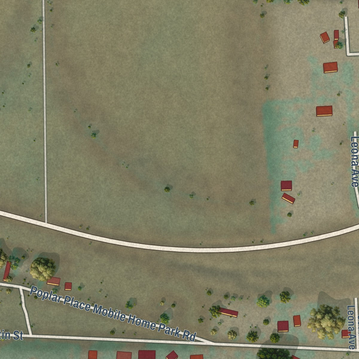 Second close-up of the map of Kahlotus, Washington print showing more streets and buildings
