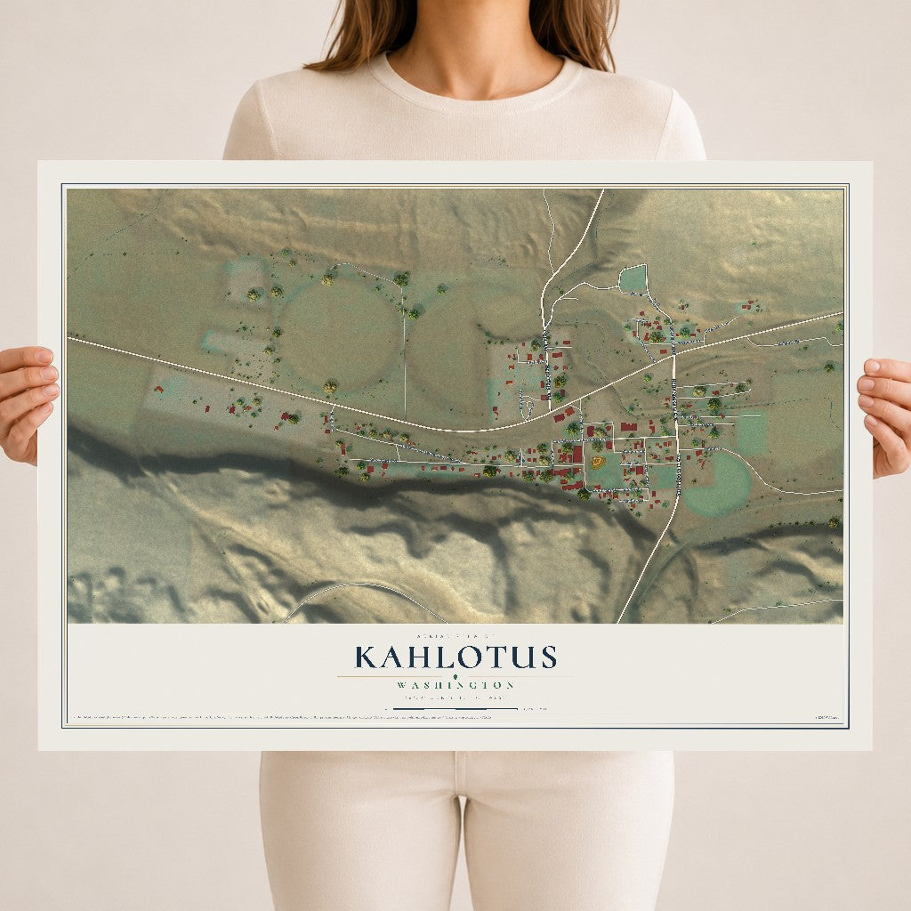 Map of Kahlotus, Washington, 18 x 24 inch unframed archival matte print