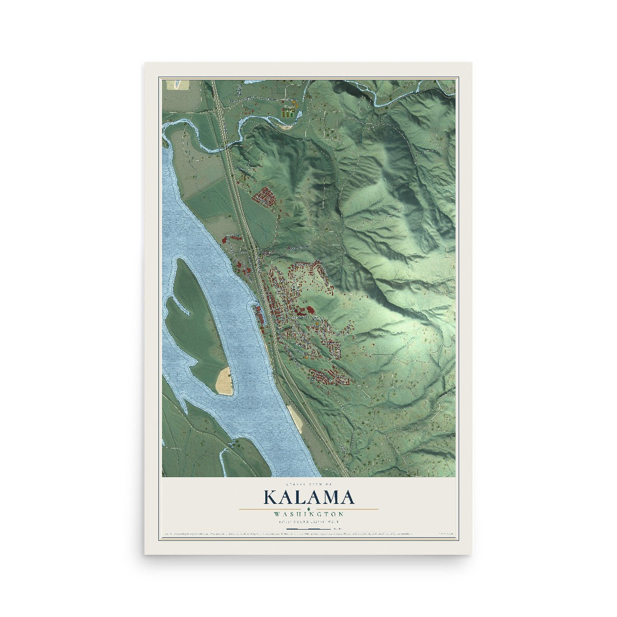 Map of Kalama, Washington, 12 x 18 inch unframed archival matte print