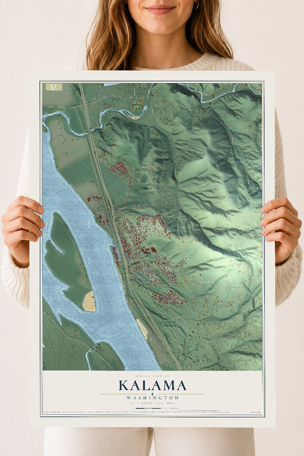 Map of Kalama, Washington, 18 x 24 inch unframed archival matte print