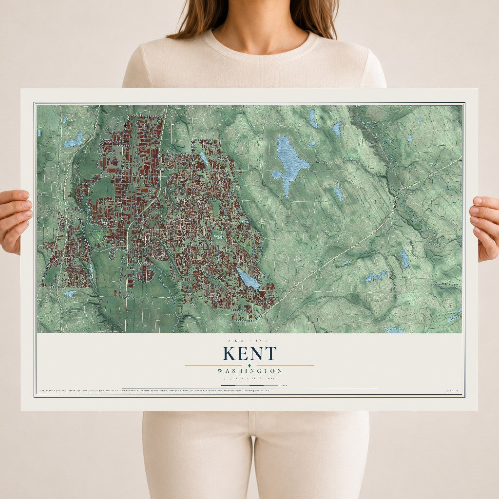 Map of Kent, Washington, 18 x 24 inch unframed archival matte print