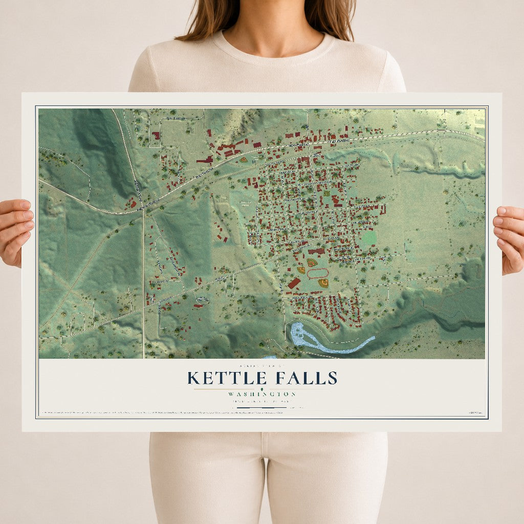 Map of Kettle Falls, Washington, 18 x 24 inch unframed archival matte print