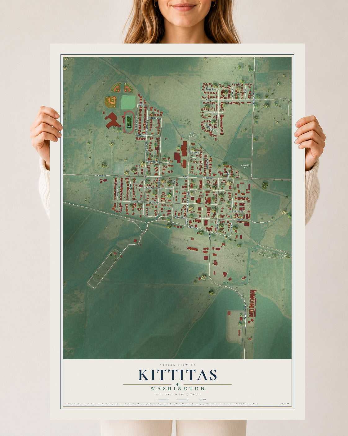 Map of Kittitas, Washington, 24 x 36 inch unframed archival matte print
