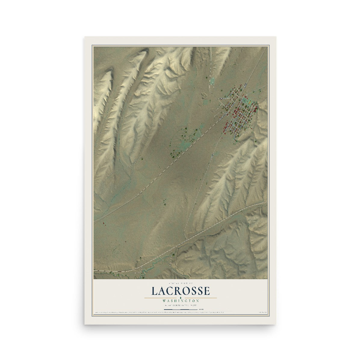 Map of LaCrosse, Washington, 12 x 18 inch unframed archival matte print