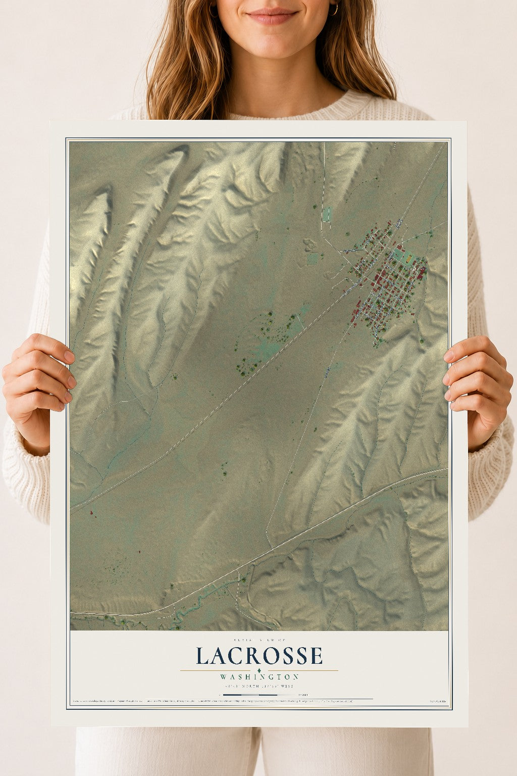 Map of LaCrosse, Washington, 18 x 24 inch unframed archival matte print