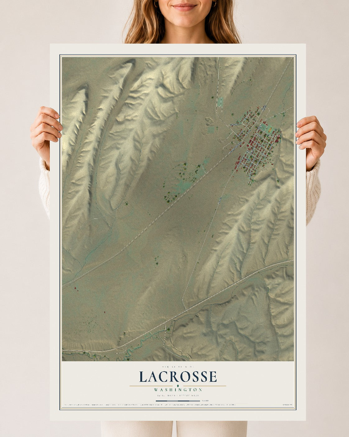 Map of LaCrosse, Washington, 24 x 36 inch unframed archival matte print