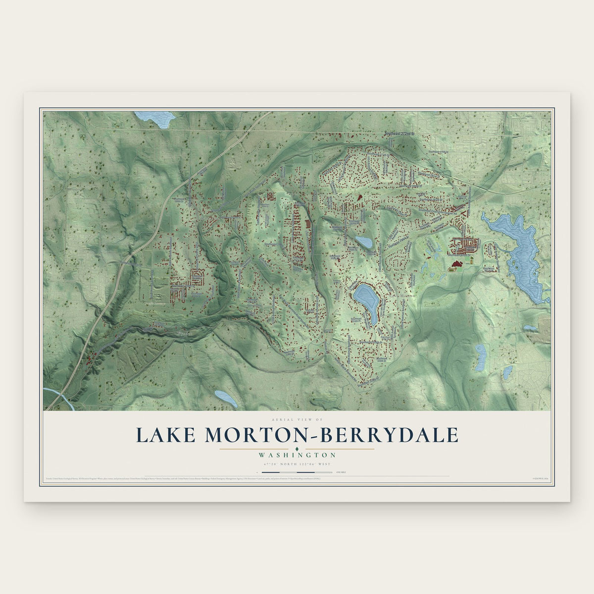 Lake Morton-Berrydale, Washington map print, the full design