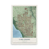 Map of Lake Shore, Washington, 12 x 18 inch unframed archival matte print
