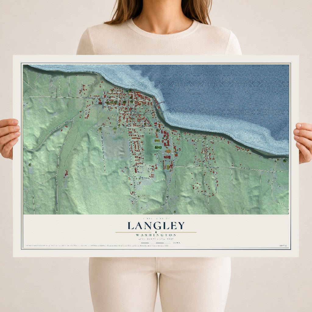 Map of Langley, Washington, 18 x 24 inch unframed archival matte print
