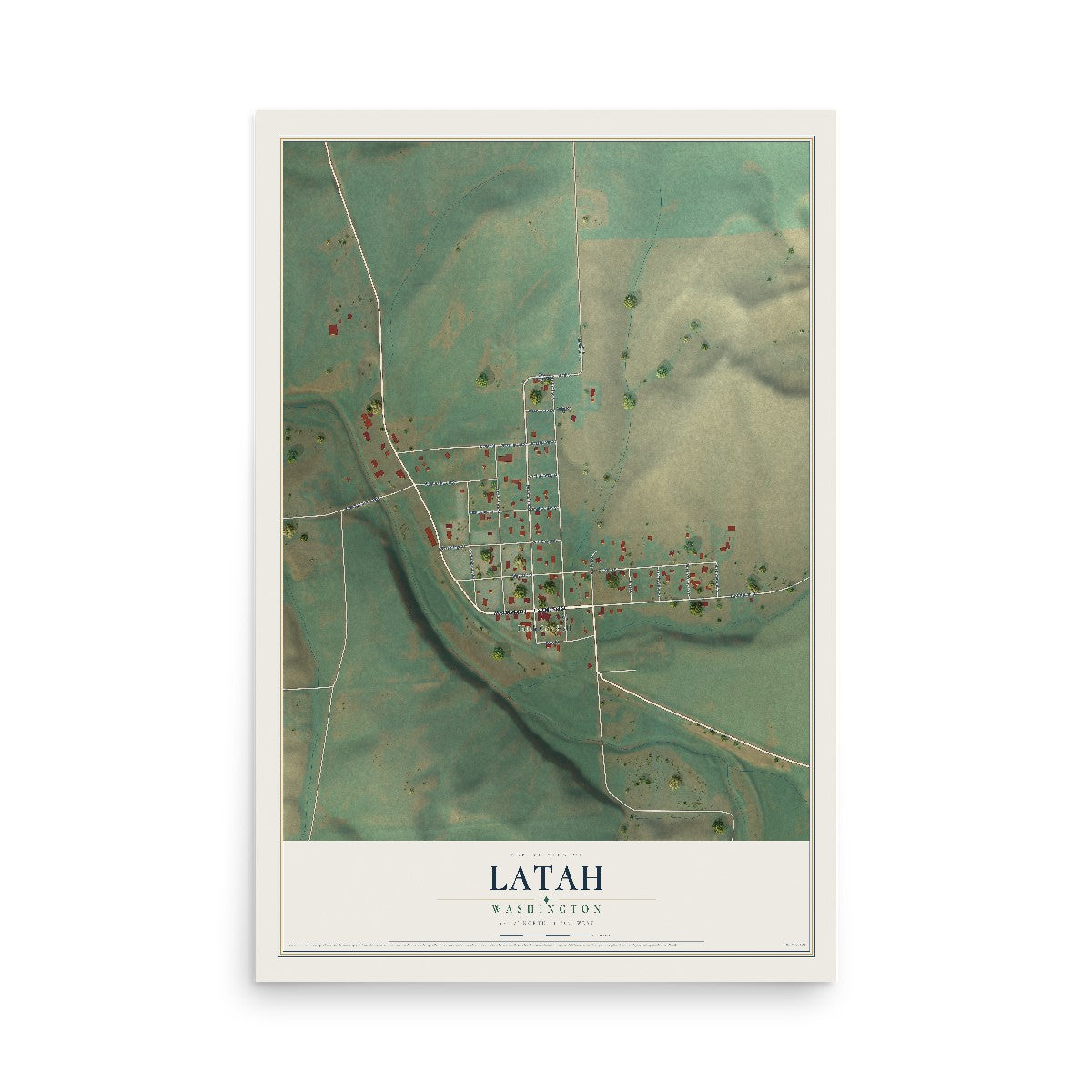 Map of Latah, Washington, 12 x 18 inch unframed archival matte print