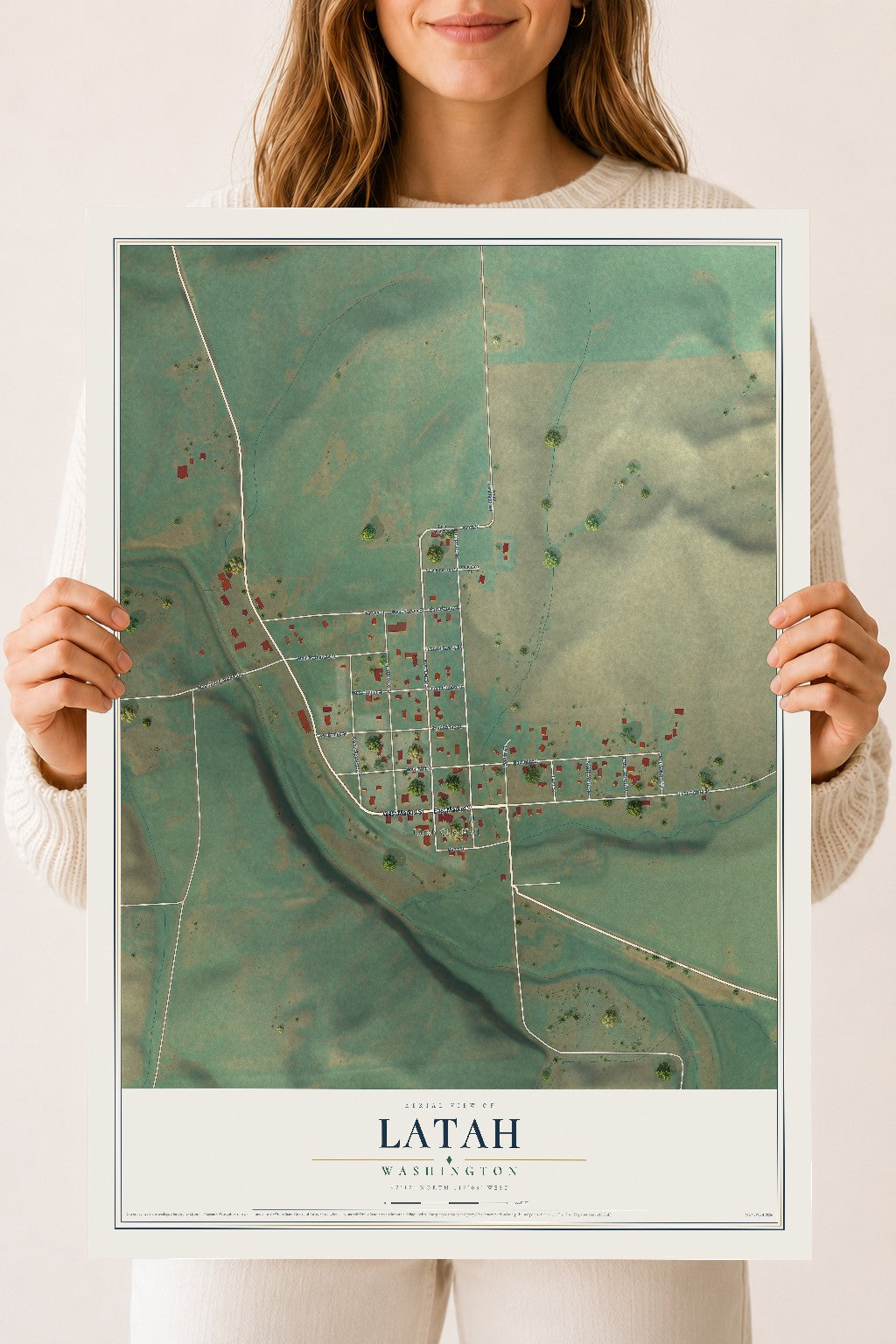 Map of Latah, Washington, 18 x 24 inch unframed archival matte print