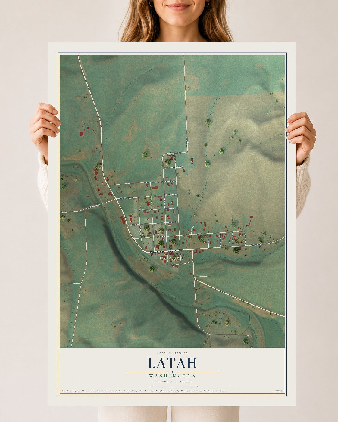 Map of Latah, Washington, 24 x 36 inch unframed archival matte print