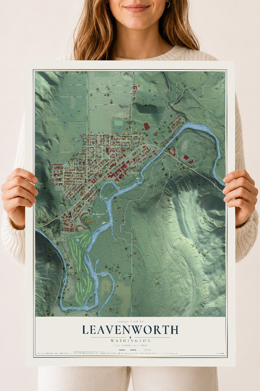 Map of Leavenworth, Washington, 18 x 24 inch unframed archival matte print