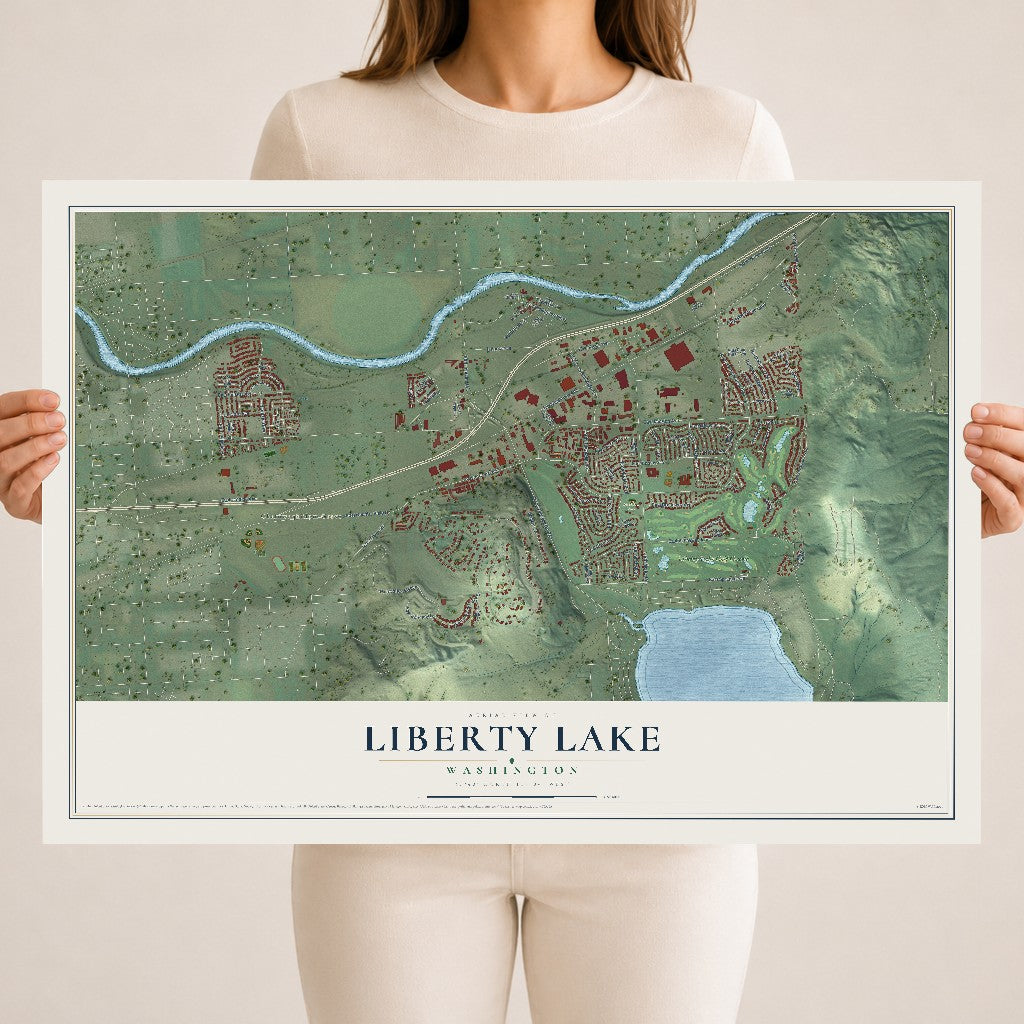 Map of Liberty Lake, Washington, 18 x 24 inch unframed archival matte print