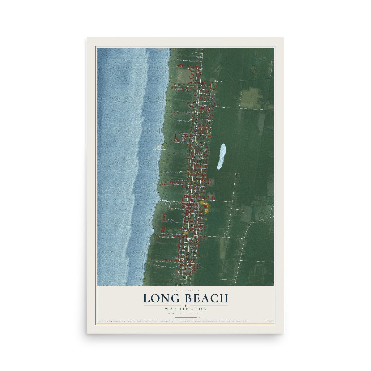 Map of Long Beach, Washington, 12 x 18 inch unframed archival matte print