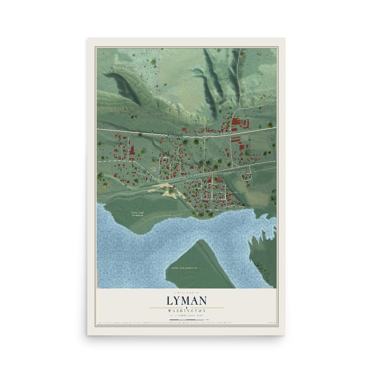 Map of Lyman, Washington, 12 x 18 inch unframed archival matte print