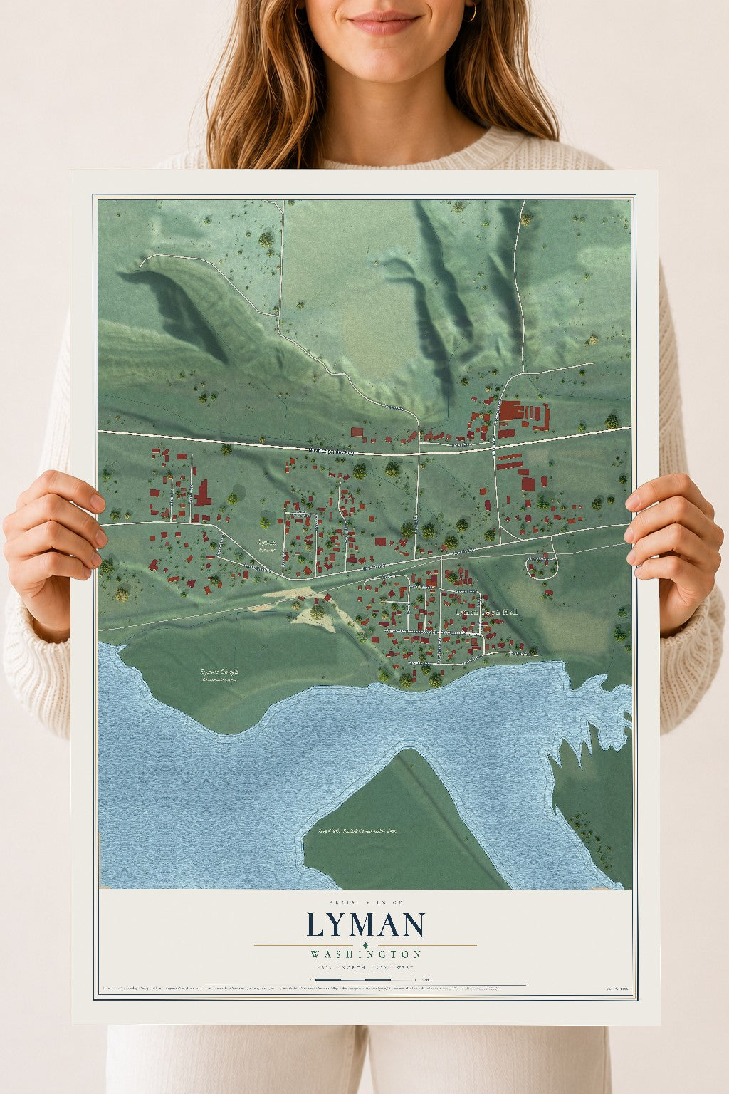 Map of Lyman, Washington, 18 x 24 inch unframed archival matte print