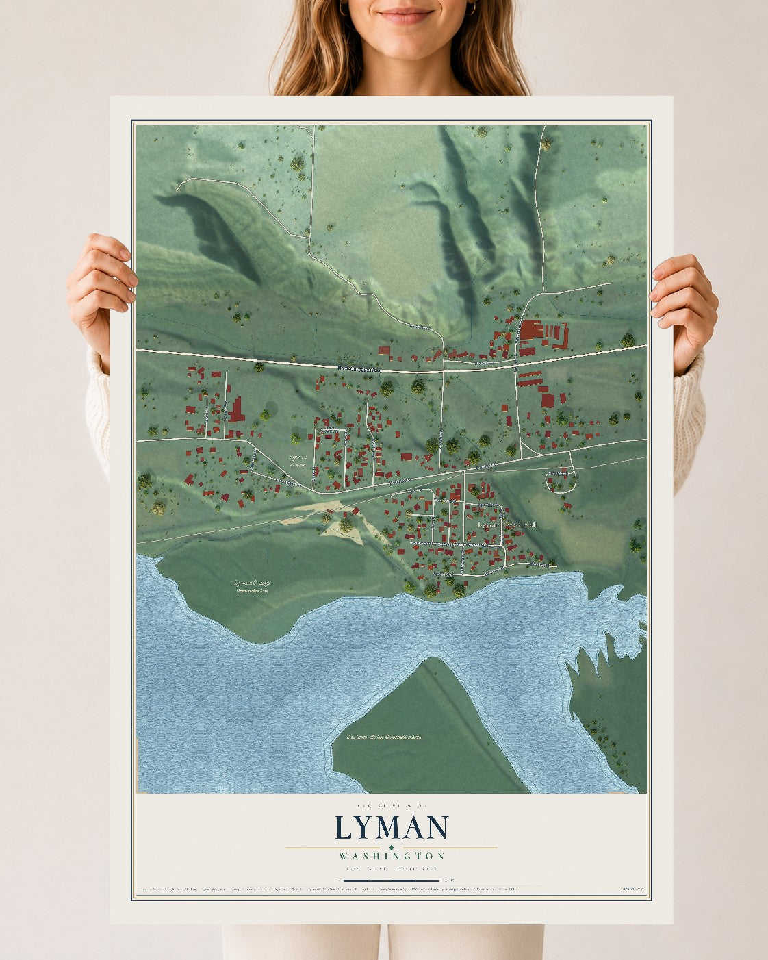 Map of Lyman, Washington, 24 x 36 inch unframed archival matte print