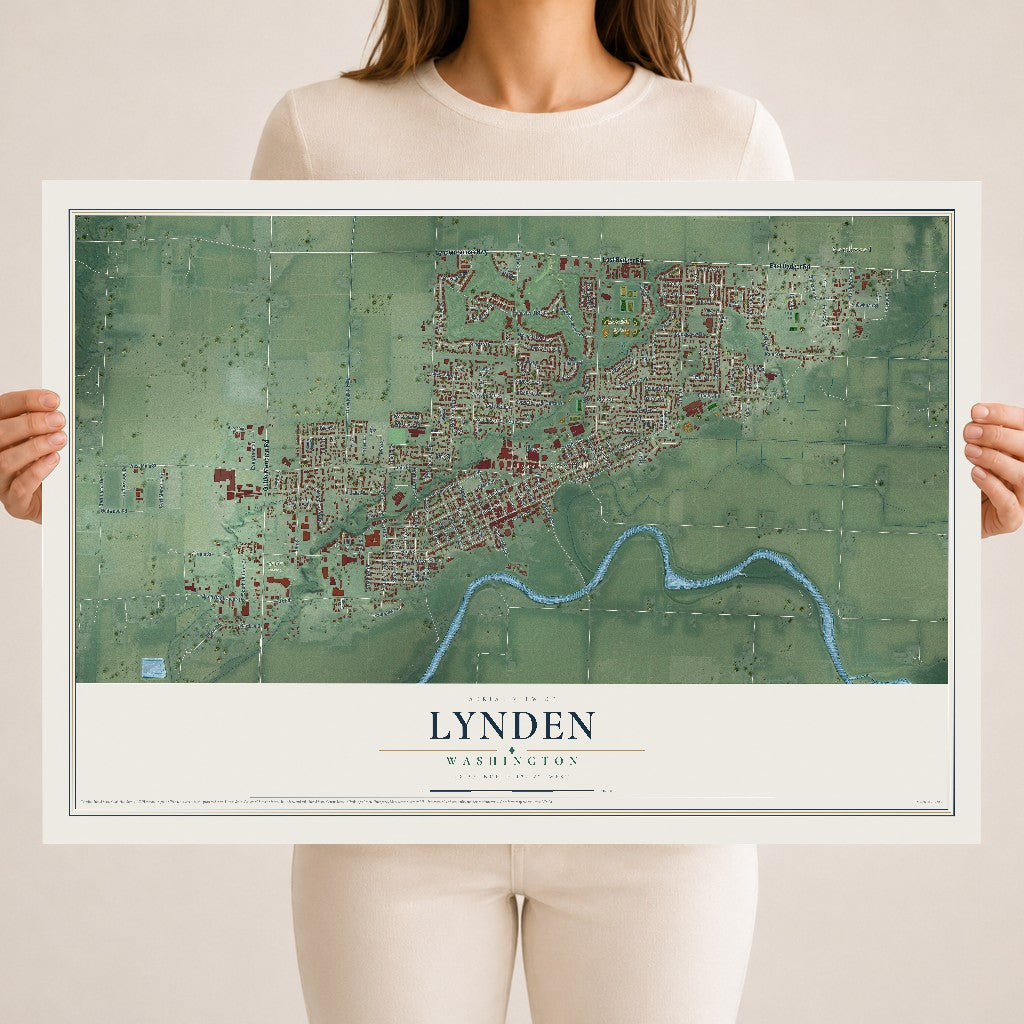 Map of Lynden, Washington, 18 x 24 inch unframed archival matte print