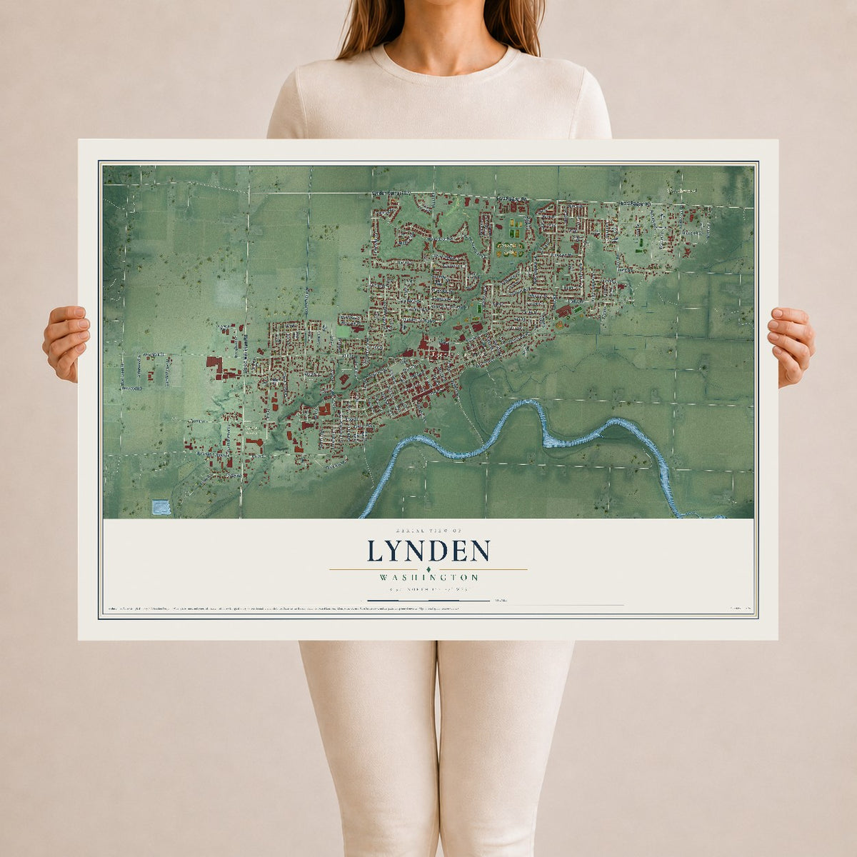 Map of Lynden, Washington, 24 x 36 inch unframed archival matte print