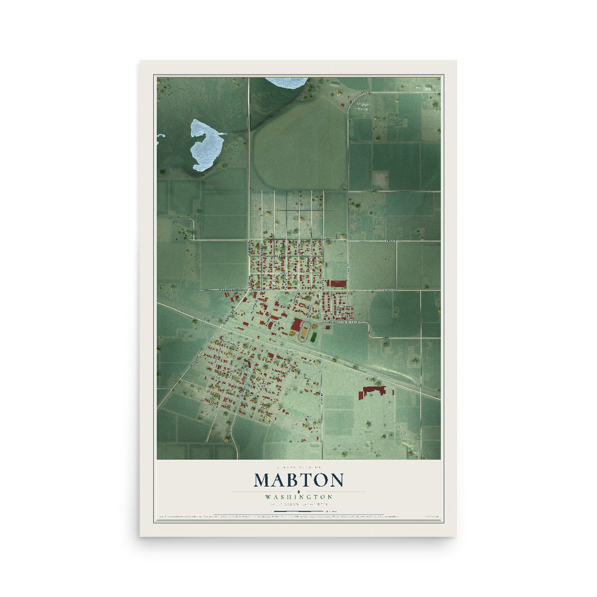 Map of Mabton, Washington, 12 x 18 inch unframed archival matte print
